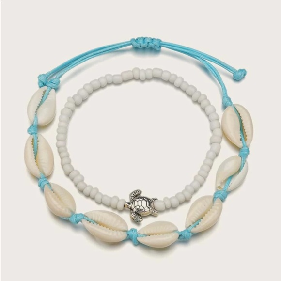3/$30 Cowrie Shell & Turtle Bead Anklet Set - Picture 3 of 6